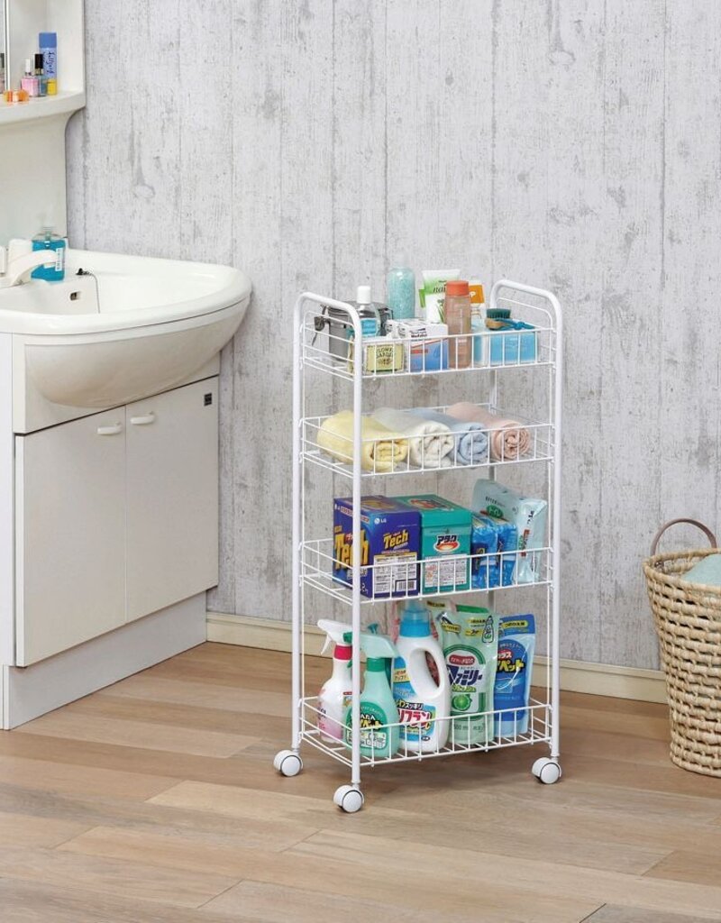 IRIS Trolley, Trolley, Tray, Opslagservice, 4 nicheniveaus, Op wielen, DMC-4, Wit, W25 x D40 x H85 cm