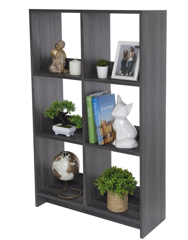 IRIS meubels, 6 opbergplanken, boekenkast, modulair, WOS-6, grijs eik, W26,5 x D68,9 x H109,4 cm