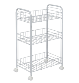 IRIS Trolley, Trolley, Tray, Opslagservice, 3 nicheniveaus, Wielen, DMC-3, Wit, W25 x D40 x H68 cm