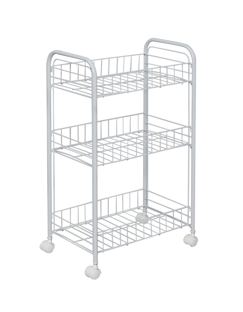 IRIS Trolley, Trolley, Tray, Opslagservice, 3 nicheniveaus, Wielen, DMC-3, Wit, W25 x D40 x H68 cm