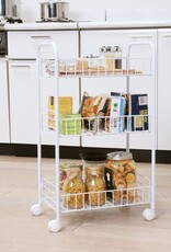 IRIS Trolley, Trolley, Tray, Opslagservice, 3 nicheniveaus, Wielen, DMC-3, Wit, W25 x D40 x H68 cm