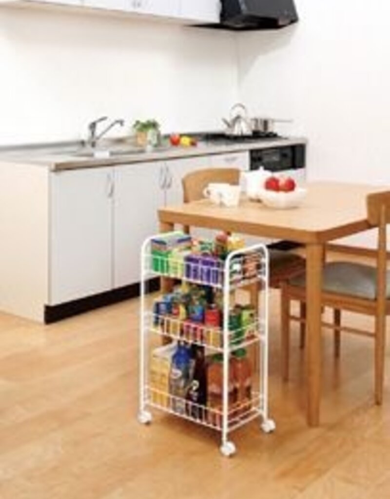 IRIS Trolley, Trolley, Tray, Opslagservice, 3 nicheniveaus, Wielen, DMC-3, Wit, W25 x D40 x H68 cm