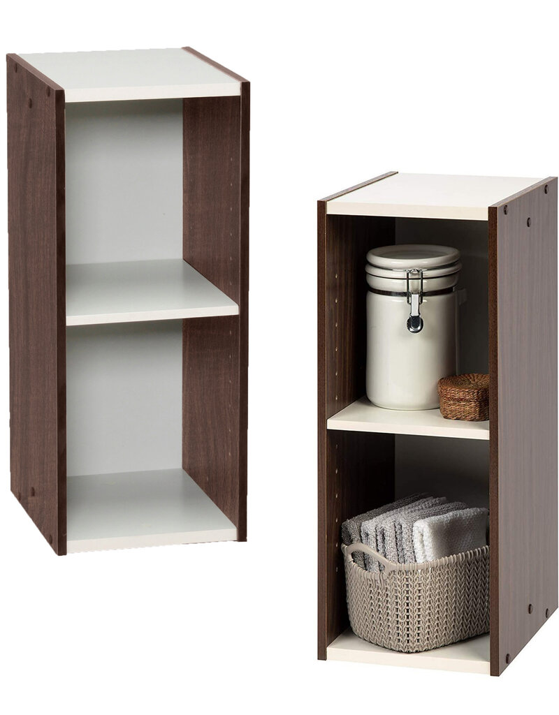 IRIS 2-plank opbergboekenkast, set van 2 accentmeubels, UB-6025, Bruin