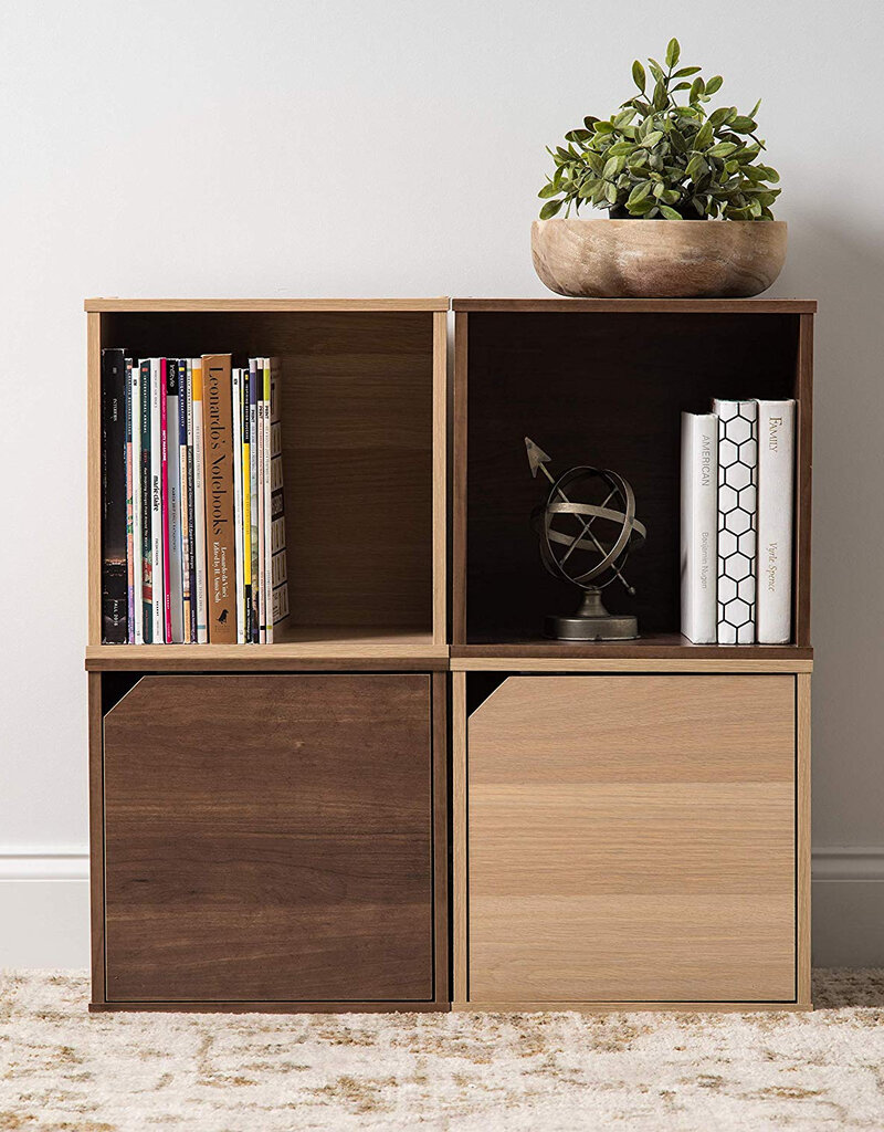 IRIS boekenkast, set van 2 accentmeubels, opbergplanken, QR-34, bruin