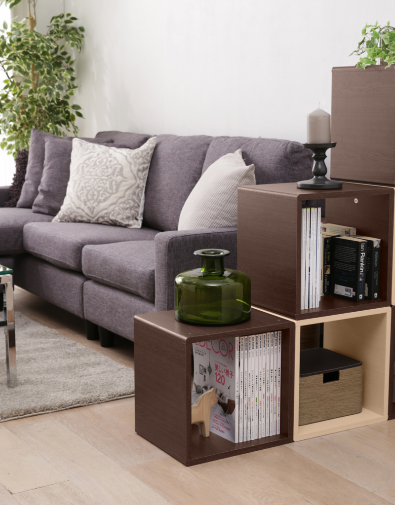 IRIS boekenkast, set van 2 accentmeubels, opbergplanken, QR-34, bruin