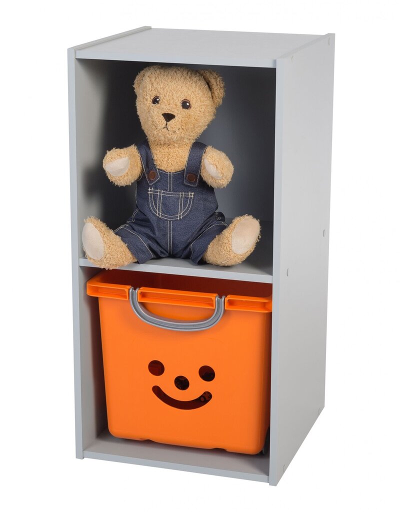 IRIS Kinderkast, boekenkast, speelgoedorganisator, KCX-2, grijs, W35,4 x D35,1 x H70,2 cm