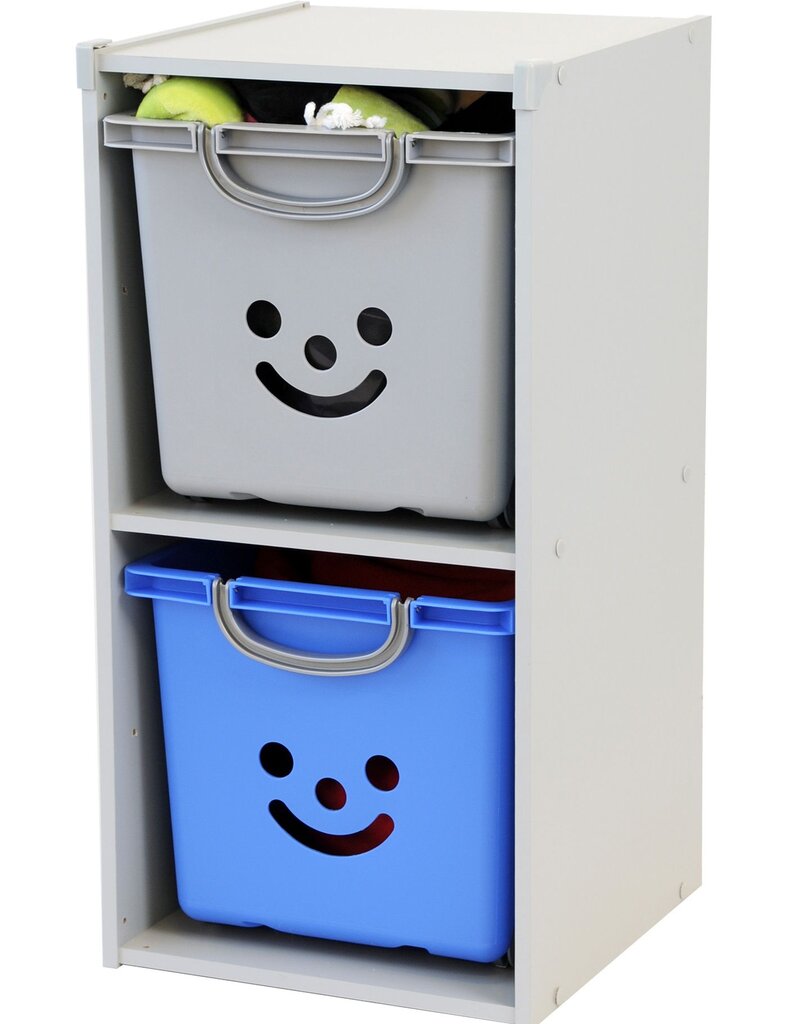 IRIS Kinderkast, boekenkast, speelgoedorganisator, KCX-2, grijs, W35,4 x D35,1 x H70,2 cm