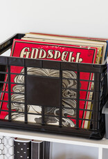 IRIS plastic opbergkrat, zwart, stapelbaar, voor vinyl, kantoorbenodigdheden en boeken, SC-LL