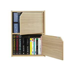 IRIS Storage bookcase, cabinet with 2 doors and 2 shelves, MDB-2D, light brown, W29 x D36.6 x H49.4 cm