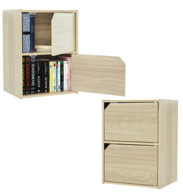 IRIS accent cabinet, set of 2 wooden storage shelves, MDB-2D, light brown