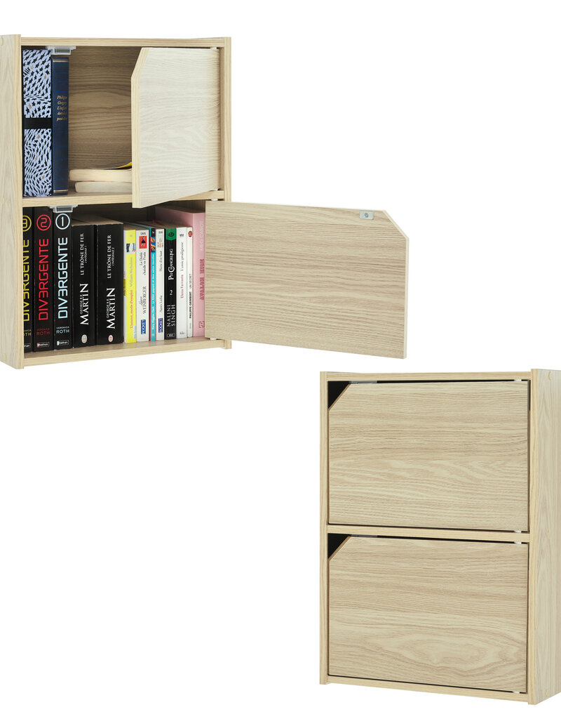 IRIS accentkast, set van 2 houten opslagplanken, MDB-2D, lichtbruin