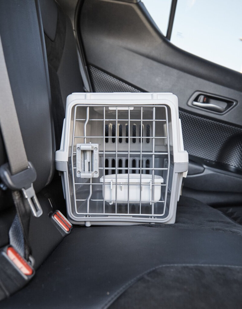 IRIS hondentransportdoos, solide, kom inbegrepen, maximaal 5 kg, ATC-460, grijs