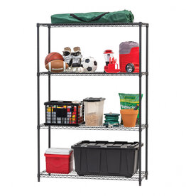IRIS metal storage shelf, 4 levels, heavy load 1088 kg, WT4, black, W121.9 x D45.7 x H180.3