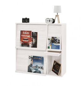 IRIS kast, plank, opbergboekenkast, met 4 deuren, FR-F4 Witte Eikenhout, W33,8 x D89 x H90 cm