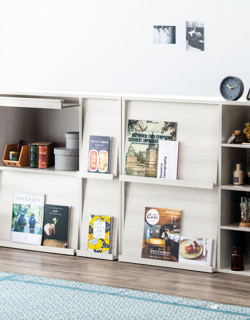 IRIS kast, plank, opbergboekenkast, met 4 deuren, FR-F4 Witte Eikenhout, W33,8 x D89 x H90 cm