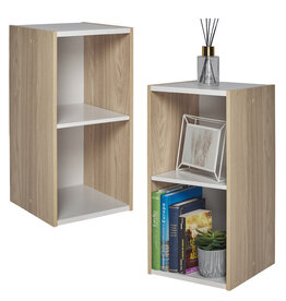 IRIS 2-plank opslagboekenkast, set van 2 accentmeubels, UB-6030, lichtbruin