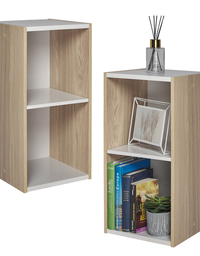 IRIS 2-plank opslagboekenkast, set van 2 accentmeubels, UB-6030, lichtbruin