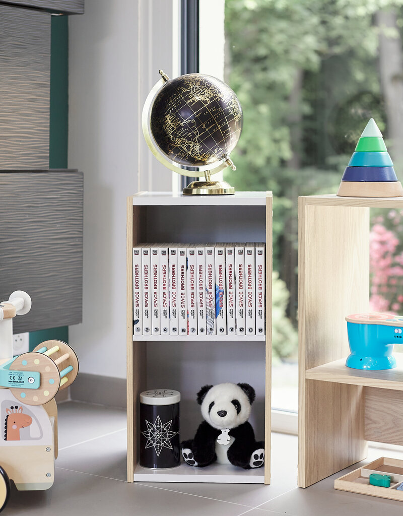 IRIS 2-plank opslagboekenkast, set van 2 accentmeubels, UB-6030, lichtbruin