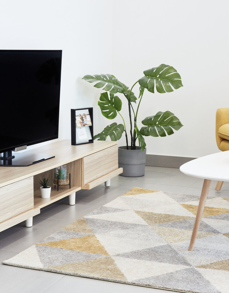 IRIS TV-standaard, TV-standaard, TV-bank voor schermen tot 65 inch, BAB-180A - Lichtbruin, W42,1 x D180 x H30 cm