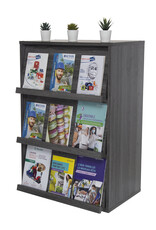 IRIS meubels, boekenkast, opbergplank met 3 deuren, CHR-3, grijs eik, W40,9 x D59 x H83,6 cm