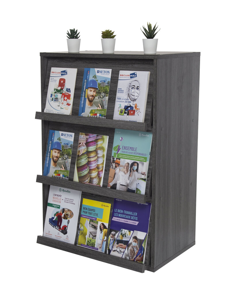 IRIS meubels, boekenkast, opbergplank met 3 deuren, CHR-3, grijs eik, W40,9 x D59 x H83,6 cm