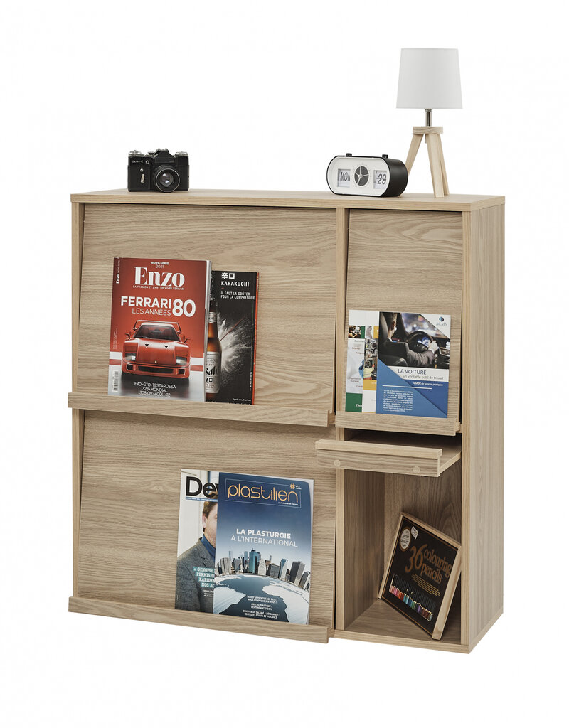 IRIS meubels, plank, opbergboekenkast, met 4 deuren, FR-F4 lichtbruin, W33,8 x D89 x H90 cm