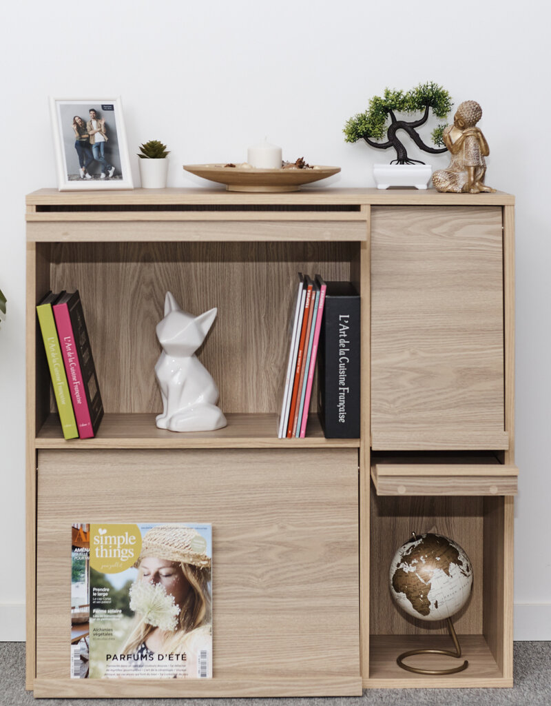 IRIS meubels, plank, opbergboekenkast, met 4 deuren, FR-F4 lichtbruin, W33,8 x D89 x H90 cm