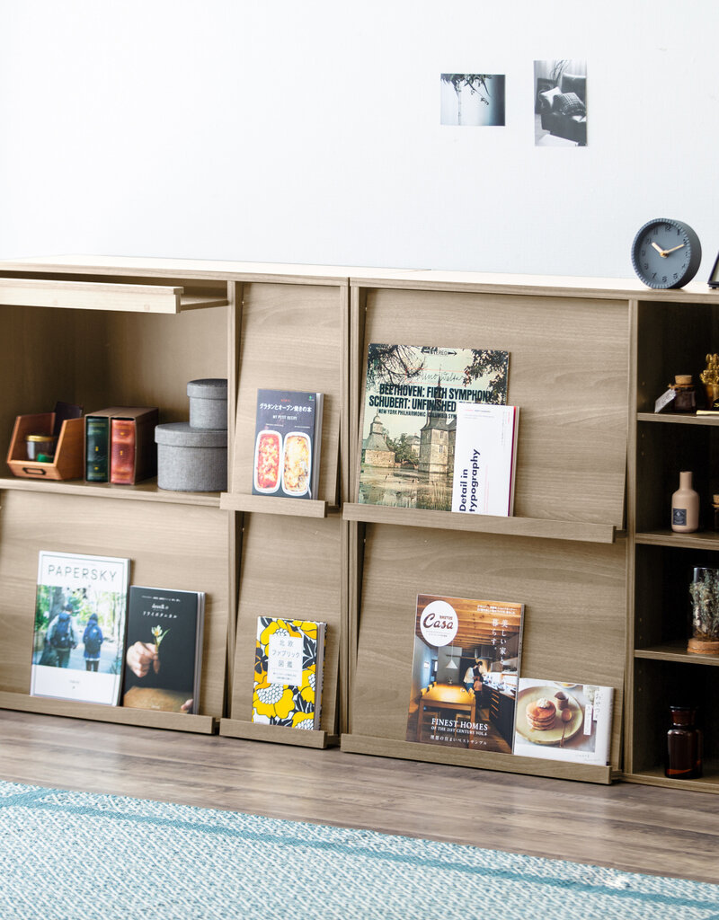 IRIS meubels, plank, opbergboekenkast, met 4 deuren, FR-F4 lichtbruin, W33,8 x D89 x H90 cm