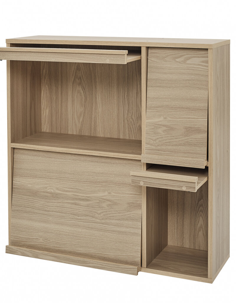 IRIS meubels, plank, opbergboekenkast, met 4 deuren, FR-F4 lichtbruin, W33,8 x D89 x H90 cm