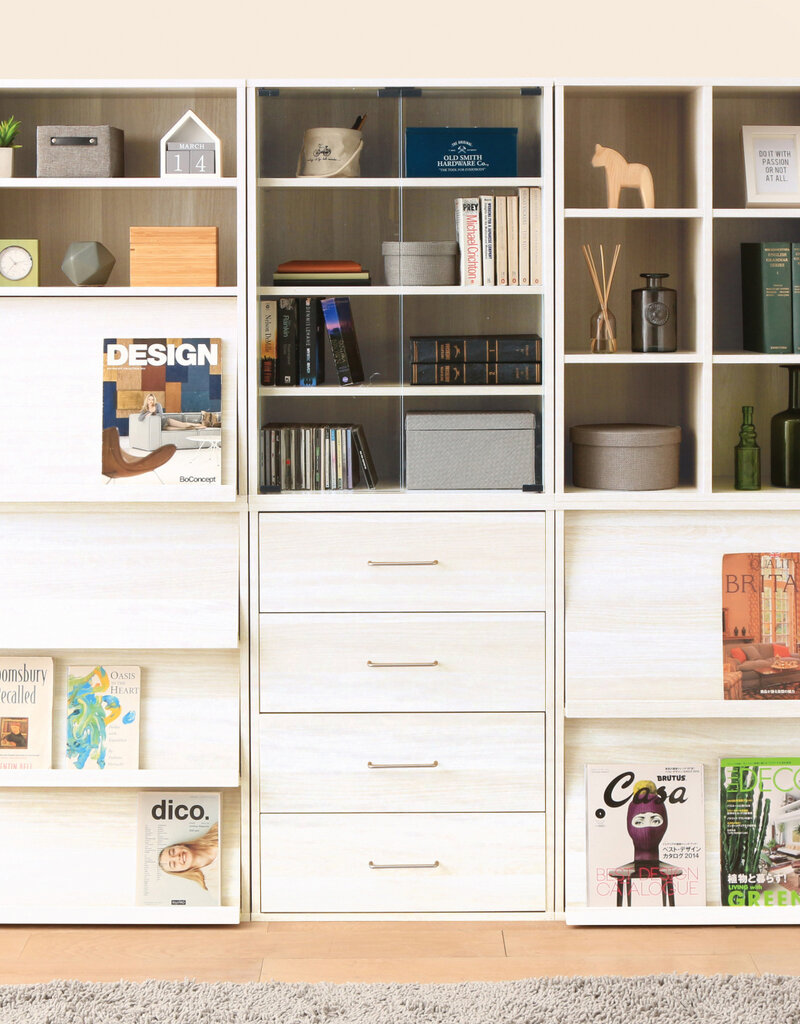 IRIS meubels, boekenkast, opbergplank met 2 deuren, CHR-2, Wit Eikenhout, W40,9 x D59 x H83,6 cm