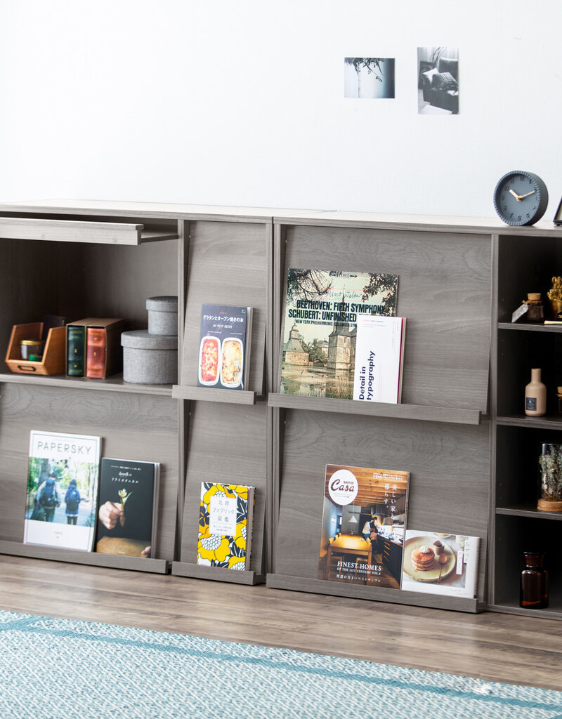 IRIS meubels, plank, opbergboekenkast, met 2 deuren, FR-F2 - Grijs Eikenhout, W33,8 x D89 x H90 cm