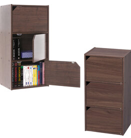 IRIS opslagkast, set van 2 houten opbergplanken met deuren, MDB-3D, bruin