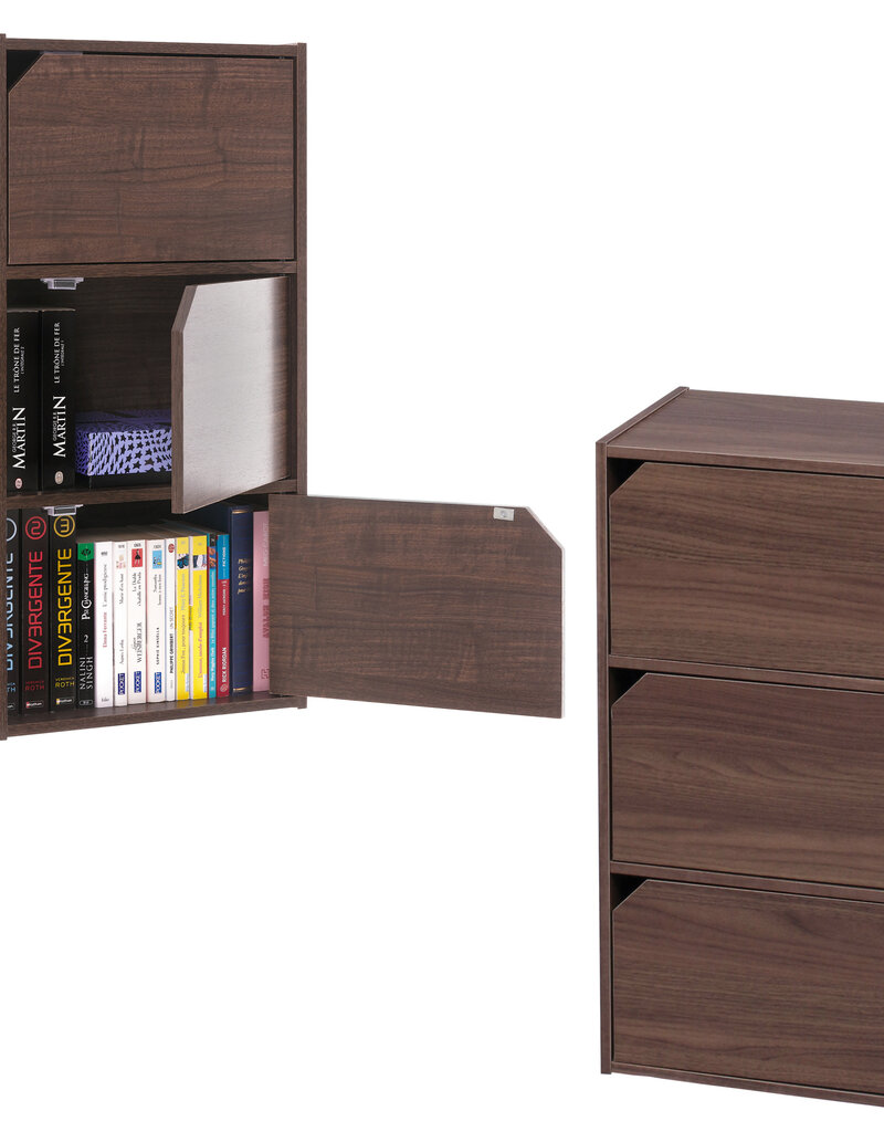 IRIS opslagkast, set van 2 houten opbergplanken met deuren, MDB-3D, bruin