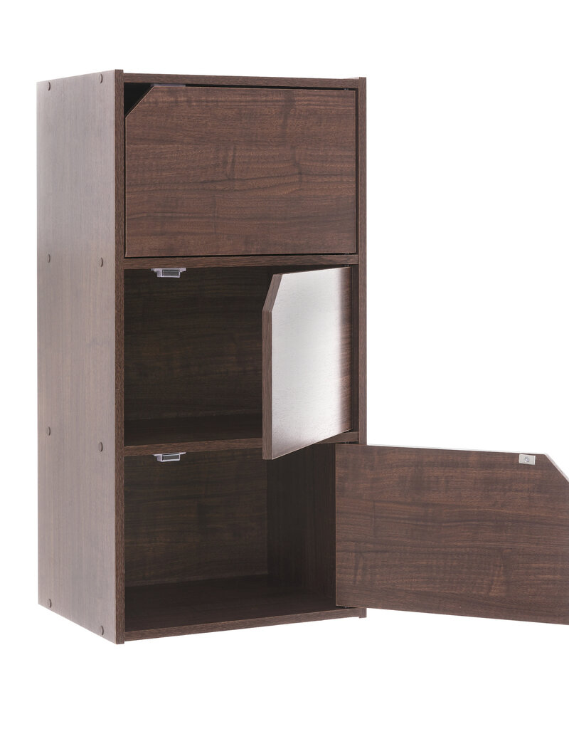 IRIS opslagkast, set van 2 houten opbergplanken met deuren, MDB-3D, bruin