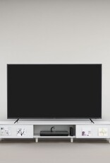 IRIS TV-standaard, TV-standaard, tv-bank voor schermen tot 65 inch, BAB-180A White Oak, W42,1 x D180 x H30 cm