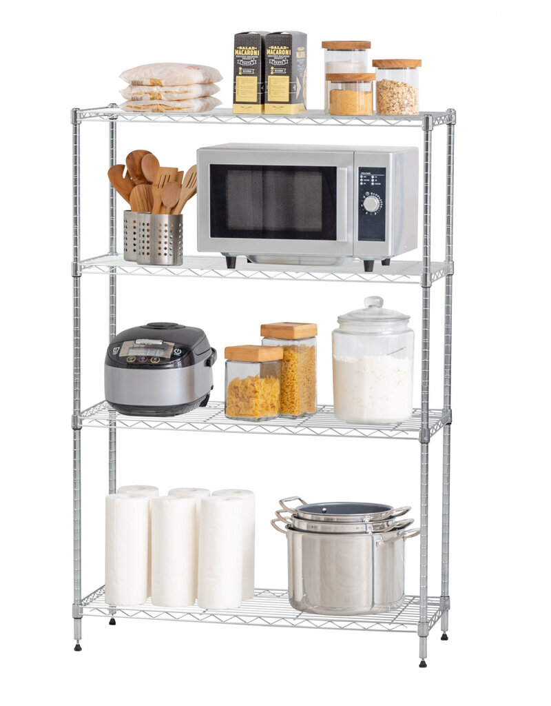 IRIS metalen opslagplank, 4 niveaus, lading 452 kg, MM4, zilver, W91,4 x D35,6 x H134,6