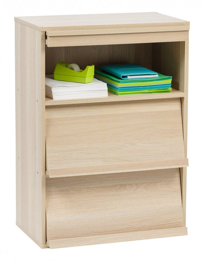 IRIS meubels, boekenkast, opbergplank met 3 deuren, CHR-3, lichtbruin, W40,7 x D59 x H83,6 cm