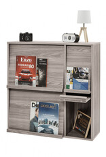 IRIS meubels, plank, opbergboekenkast, met 4 deuren, FR-F4 grijs eikenhout, W33,8 x D89 x H90 cm