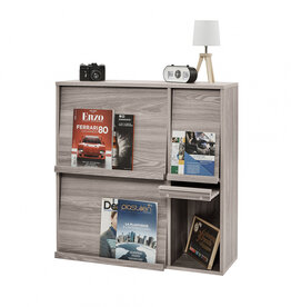 IRIS furniture, shelf, storage bookcase, with 4 doors, FR-F4 grey oak, W33.8 x D89 x H90 cm