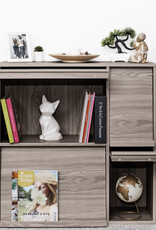 IRIS meubels, plank, opbergboekenkast, met 4 deuren, FR-F4 grijs eikenhout, W33,8 x D89 x H90 cm