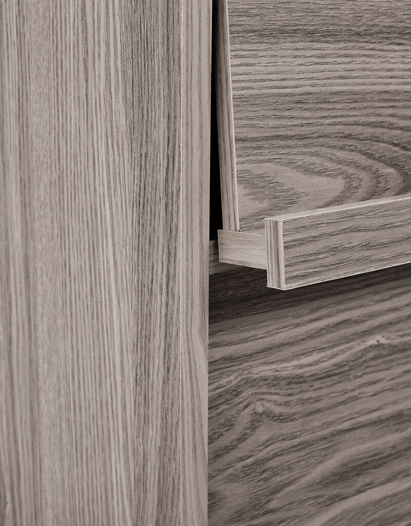 IRIS meubels, plank, opbergboekenkast, met 4 deuren, FR-F4 grijs eikenhout, W33,8 x D89 x H90 cm