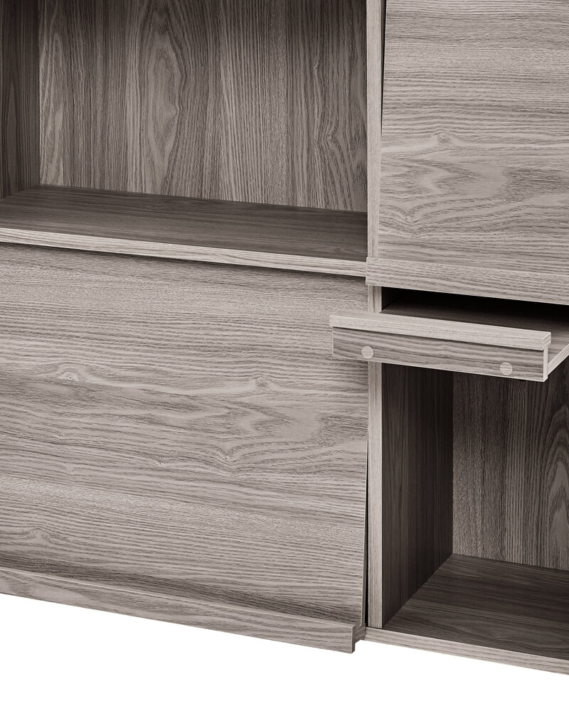 IRIS meubels, plank, opbergboekenkast, met 4 deuren, FR-F4 grijs eikenhout, W33,8 x D89 x H90 cm