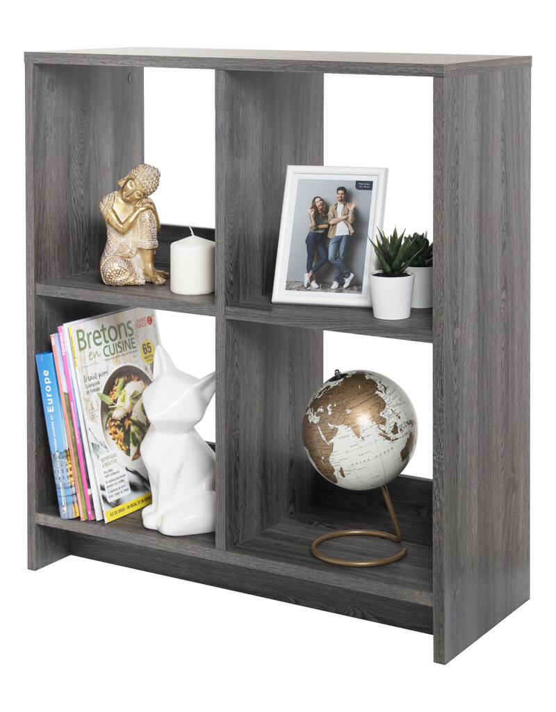 IRIS meubels, 4 opbergplanken, boekenkast, modulair, WOS-4, grijs eikenhout, W26,5 x D68,9 x H75,8 cm