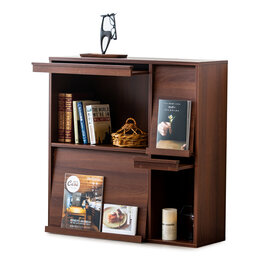 IRIS meubels, plank, opbergboekenkast, met 4 deuren, FR-F4 Brown, W33,8 x D89 x H90 cm