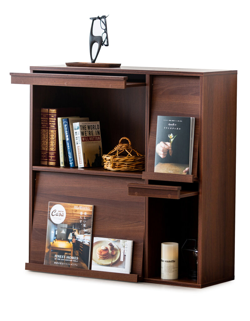 IRIS meubels, plank, opbergboekenkast, met 4 deuren, FR-F4 Brown, W33,8 x D89 x H90 cm