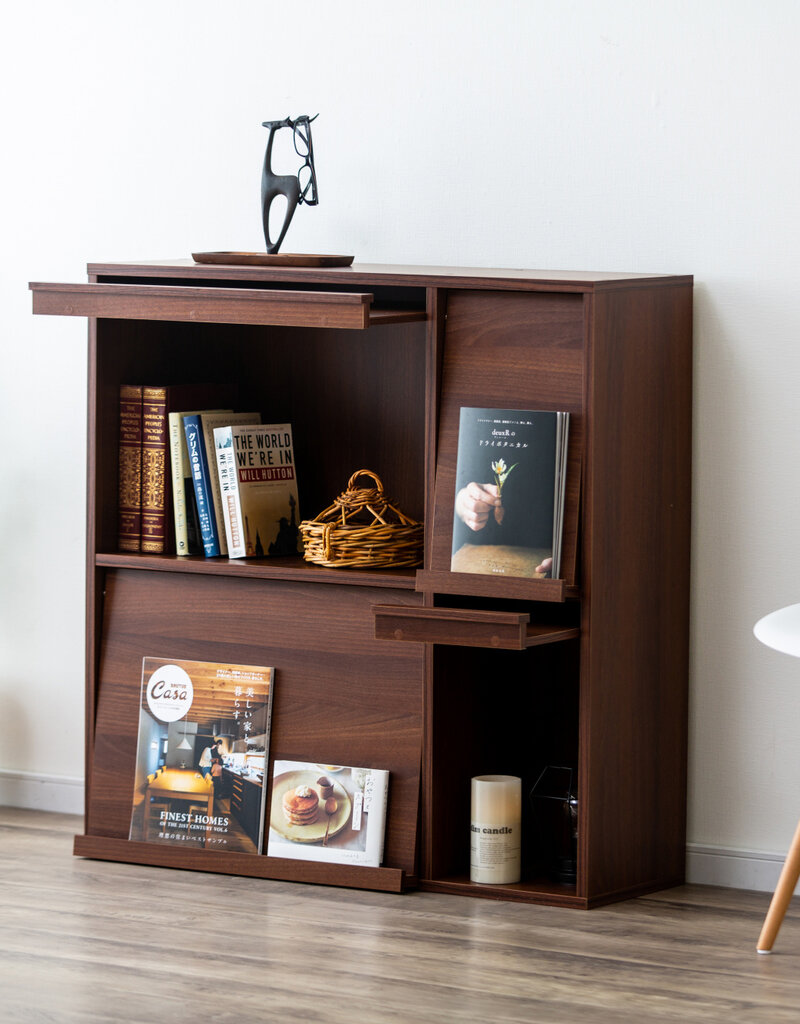 IRIS meubels, plank, opbergboekenkast, met 4 deuren, FR-F4 Brown, W33,8 x D89 x H90 cm