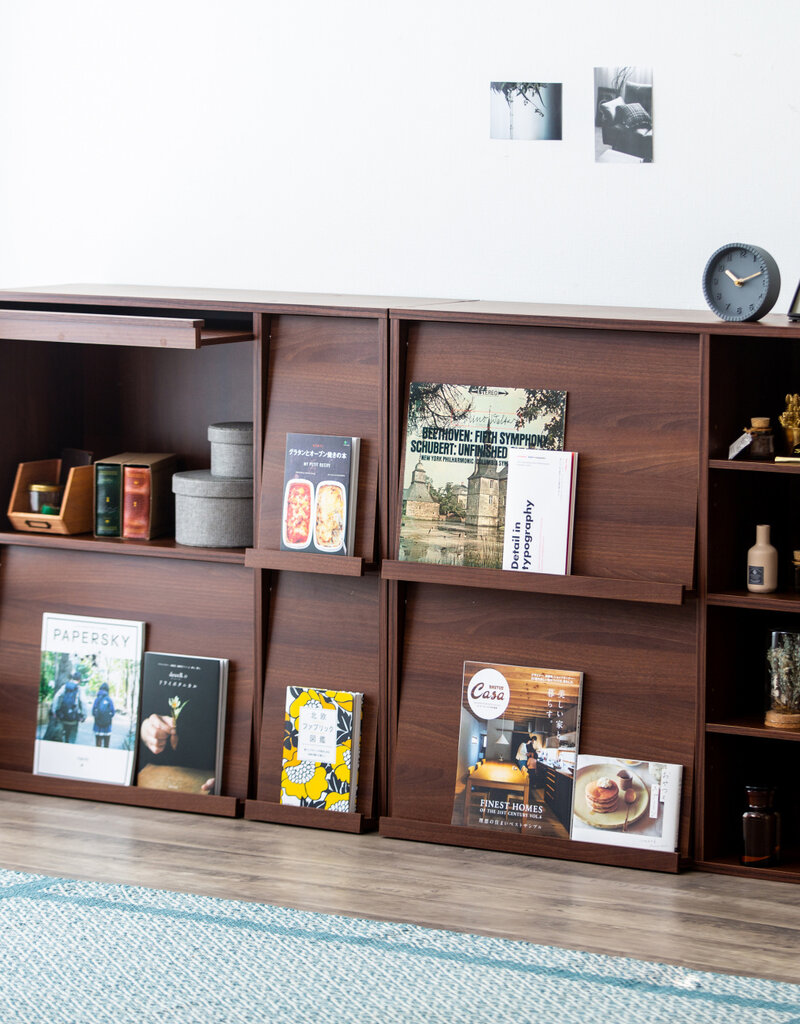 IRIS meubels, plank, opbergboekenkast, met 4 deuren, FR-F4 Brown, W33,8 x D89 x H90 cm