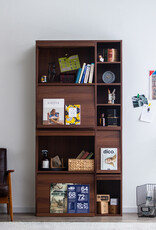 IRIS meubels, plank, opbergboekenkast, met 4 deuren, FR-F4 Brown, W33,8 x D89 x H90 cm