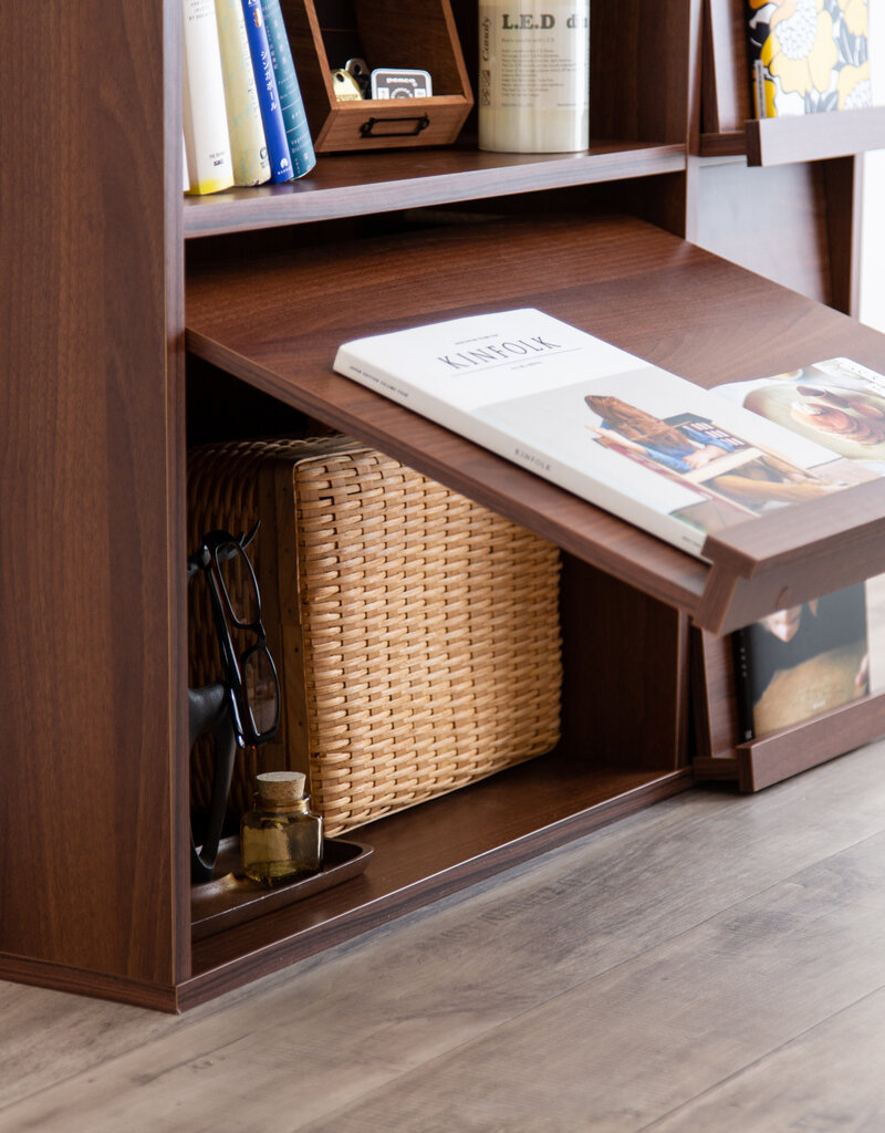 IRIS meubels, plank, opbergboekenkast, met 4 deuren, FR-F4 Brown, W33,8 x D89 x H90 cm