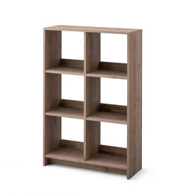IRIS meubels, 6 opbergplanken, boekenkast, modulair, WOS-6, Ash Brown, W26,5 x D68,9 x H109,4 cm